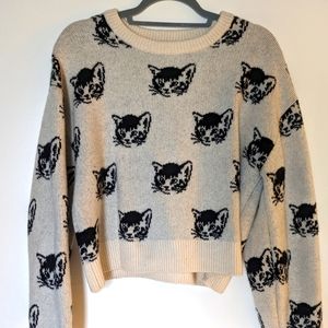& Other Stories Women's White Jacquard Knit Cat Sweater